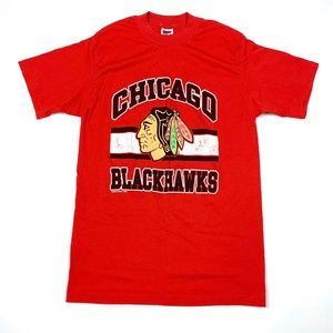 Vtg 80s Chicago Blackhawks Retro Graphic T-Shirt